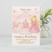 編集可能モダンガール誕生日カード 招待状 (スタンド正面)