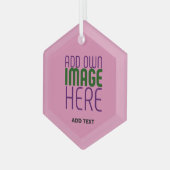 編集可能モダンキュートなホットピンク画像文字テンプレート ガラスオーナメント (正面左)