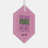 編集可能モダンキュートなホットピンク画像文字テンプレート ガラスオーナメント (正面右)