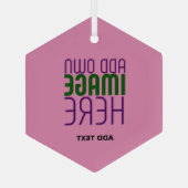 編集可能モダンキュートなホットピンク画像文字テンプレート ガラスオーナメント (裏面)