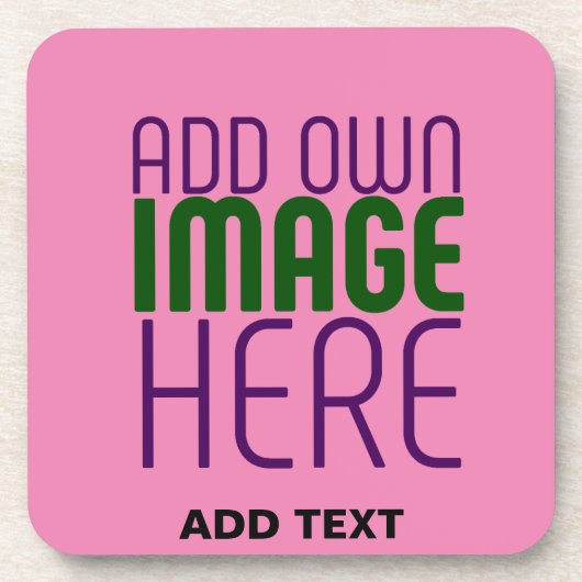 編集可能モダンキュートなホットピンク画像文字テンプレート コースター (正面)