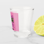 編集可能モダンキュートなホットピンク画像文字テンプレート ショットグラス (右)
