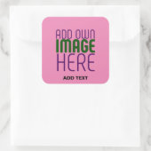 編集可能モダンキュートなホットピンク画像文字テンプレート スクエアシール (バッグ)