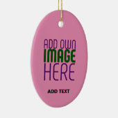 編集可能モダンキュートなホットピンク画像文字テンプレート セラミックオーナメント (右)