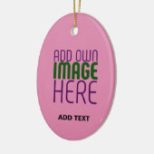 編集可能モダンキュートなホットピンク画像文字テンプレート セラミックオーナメント (左)