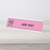 編集可能モダンキュートなホットピンク画像文字テンプレート デスクネームプレート (正面)