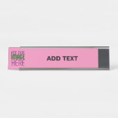 編集可能モダンキュートなホットピンク画像文字テンプレート デスクネームプレート (正面)