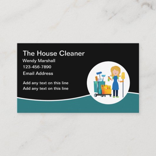 編集可能モダンクリーニングサービス名刺 名刺 (正面)