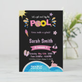 編集可能モダンサマースイムパーティー招待状 招待状 (スタンド正面)