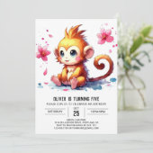 編集可能モダンサル誕生日 招待状 (スタンド正面)