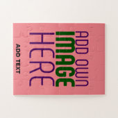 編集可能モダンサーモンピンク画像文字テンプレート ジグソーパズル (横)