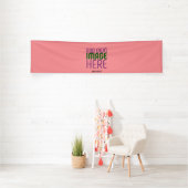 編集可能モダンサーモンピンク画像文字テンプレート 横断幕 (インサイチュ)