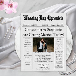 編集可能モダンシック写真QRコード結婚式 プログラム