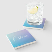 編集可能モダンスクリプ書ト | カラフルグラデーション ストーンコースター (横)