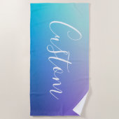 編集可能モダンスクリプ書ト | カラフルグラデーション ビーチタオル (正面)