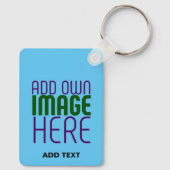 編集可能モダンスワッグスカイブルー画像文字テンプレート キーホルダー (裏面)