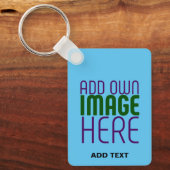 編集可能モダンスワッグスカイブルー画像文字テンプレート キーホルダー (正面)