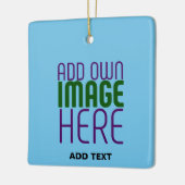 編集可能モダンスワッグスカイブルー画像文字テンプレート セラミックオーナメント (左)