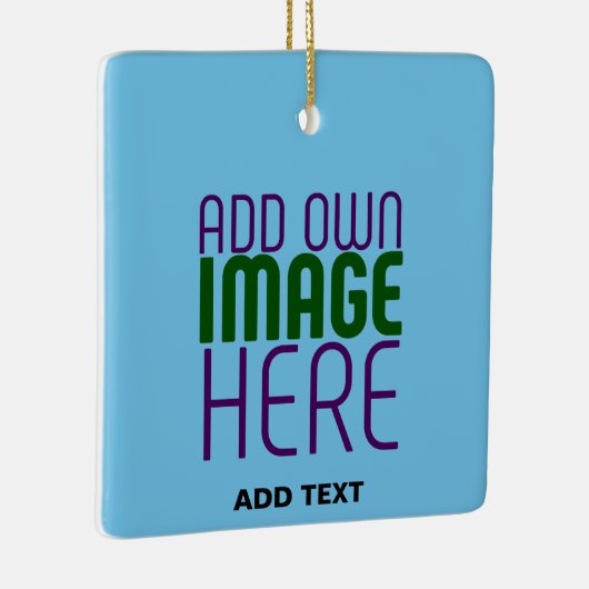 編集可能モダンスワッグスカイブルー画像文字テンプレート セラミックオーナメント (右)