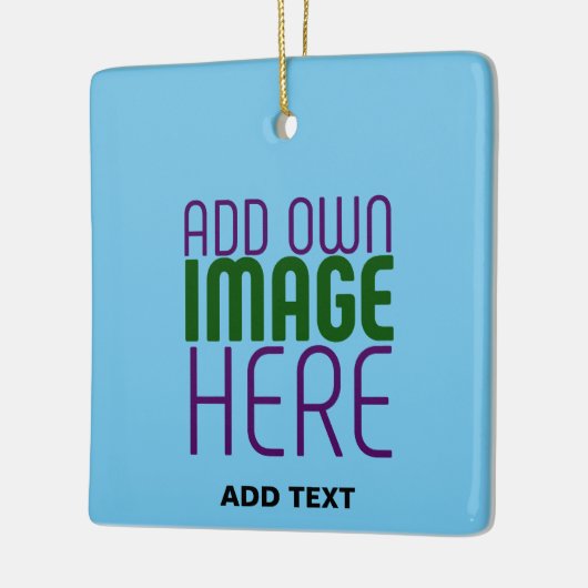 編集可能モダンスワッグスカイブルー画像文字テンプレート セラミックオーナメント (左)