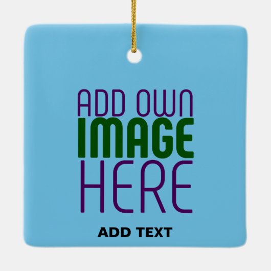 編集可能モダンスワッグスカイブルー画像文字テンプレート セラミックオーナメント (裏面)