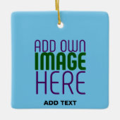 編集可能モダンスワッグスカイブルー画像文字テンプレート セラミックオーナメント (正面)