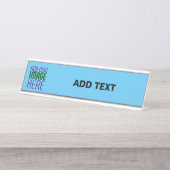 編集可能モダンスワッグスカイブルー画像文字テンプレート デスクネームプレート (正面)