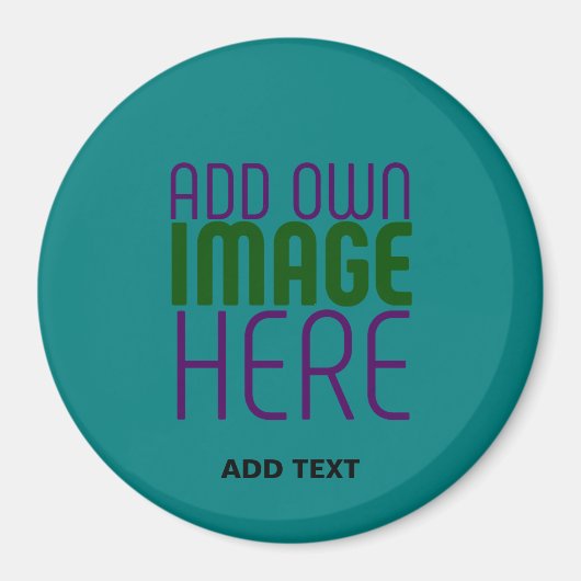 編集可能モダンティール（緑がかった色）グリーン画像文字テンプレート マグネット (正面)