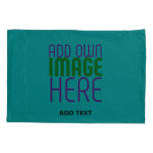 編集可能モダンティール（緑がかった色）グリーン画像文字テンプレート 枕カバー (裏面)