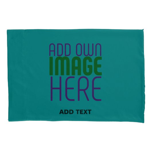 編集可能モダンティール（緑がかった色）グリーン画像文字テンプレート 枕カバー (正面)