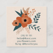 編集可能モダンテラコッタフローラレトロフローリング スクエア名刺 (裏面)