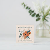 編集可能モダンテラコッタフローラレトロフローリング スクエア名刺 (スタンド正面)