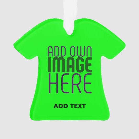 編集可能モダンネオン緑色画像文字テンプレート オーナメント (正面)
