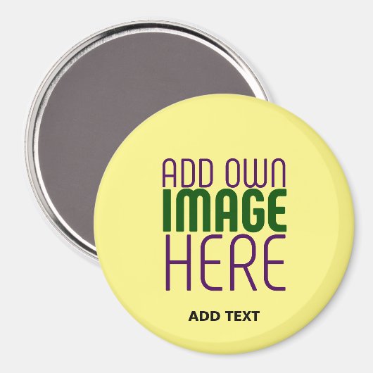 編集可能モダンパステルイエローイメージ文字テンプレート マグネット (正面/裏面)