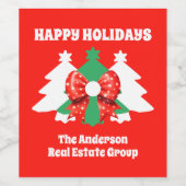 編集可能モダンビジネスハッピーホリデーズクリスマス ワインラベル (シングルラベル)