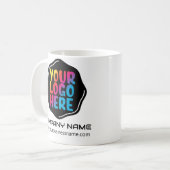 編集可能モダンビジネスプロモーションロゴテンプレート コーヒーマグカップ (正面左)