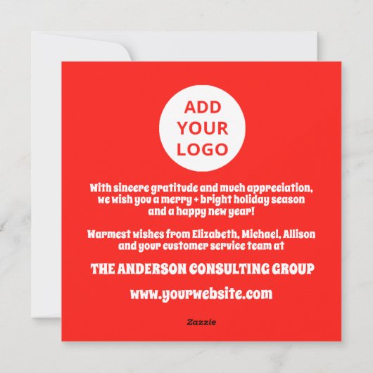 編集可能モダンビジネスロゴクリスマス シーズンカード (裏面)