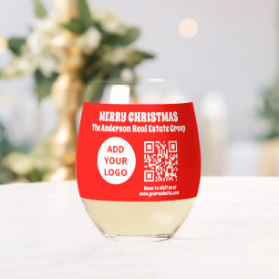 編集可能モダンビジネスロゴQRコードクリスマス ステムなしワイングラス