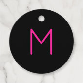 編集可能モダンピンクとブラックモノグラム フェイバータグ (正面)