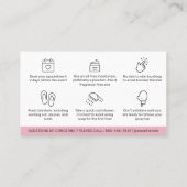 編集可能モダンピンクサンレススプレータンアフターケア 名刺 (裏面)