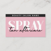 編集可能モダンピンクサンレススプレータンアフターケア 名刺 (正面)