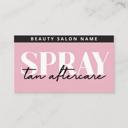 編集可能モダンピンクサンレススプレータンアフターケア 名刺 (正面)