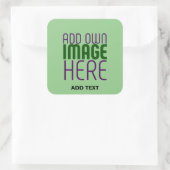 編集可能モダンミントグリーン画像文字テンプレート スクエアシール (バッグ)