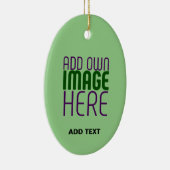 編集可能モダンミントグリーン画像文字テンプレート セラミックオーナメント (右)