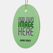 編集可能モダンミントグリーン画像文字テンプレート セラミックオーナメント (左)