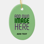 編集可能モダンミントグリーン画像文字テンプレート セラミックオーナメント (裏面)