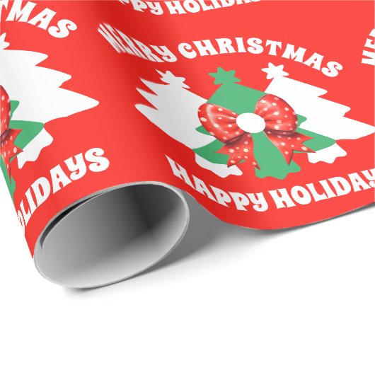 編集可能モダンメリークリスマスハッピーホリデー ラッピングペーパー (ロールコーナー)