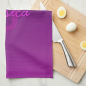 編集可能モダンモノグラムの文字と紫グラデーション キッチンタオル (四つ折り)