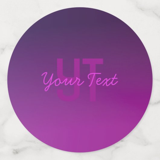 編集可能モダンモノグラムの文字と紫グラデーション コンフェッティ (ラージ裏面)