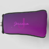 編集可能モダンモノグラムの文字と紫グラデーション ゴルフヘッドカバー (正面)